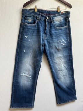 Levi's 513 Finely Crafted Dry Goods Distressed Cropped Jeans Mens Size 34